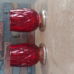 Crimson diamond votive pair
